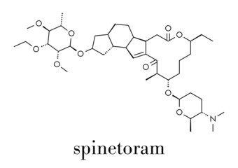 Spinetoram insecticide molecule. Skeletal formula.