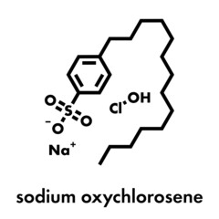 Fototapeta premium Sodium oxychlorosene antiseptic molecule. Skeletal formula.