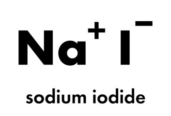 Sodium iodide salt, chemical structure. Skeletal formula.