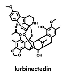 Lurbinectedin cancer drug molecule. Skeletal formula.