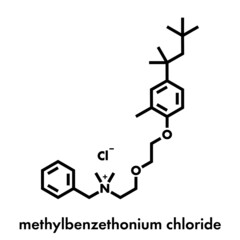 Methylbenzethonium chloride antiseptic molecule. Skeletal formula.