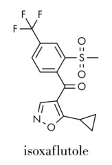 Isoxaflutole herbicide molecule. Skeletal formula.