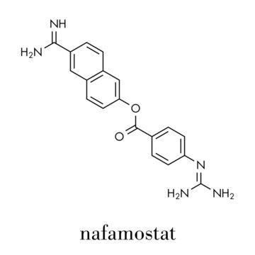 Nafamostat Drug Molecule (serine Protease Inhibitor). Skeletal Formula.