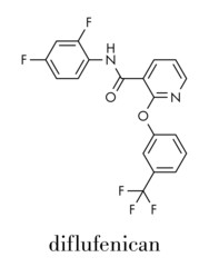 Diflufenican herbicide molecule. Skeletal formula.