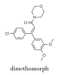 Dimethomorph fungicide molecule. Skeletal formula.