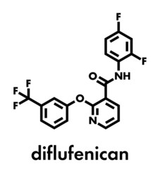 Diflufenican herbicide molecule. Skeletal formula.