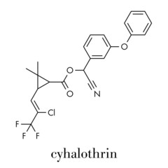 Cyhalothrin insecticide molecule. Skeletal formula. - obrazy, fototapety, plakaty