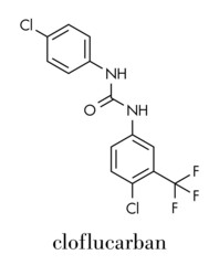Cloflucarban disinfectant molecule. Skeletal formula.