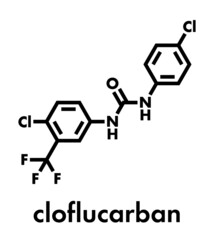 Cloflucarban disinfectant molecule. Skeletal formula.