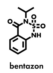 Bentazon herbicide molecule. Skeletal formula.