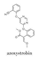 Azoxystrobin fungicide molecule. Skeletal formula.