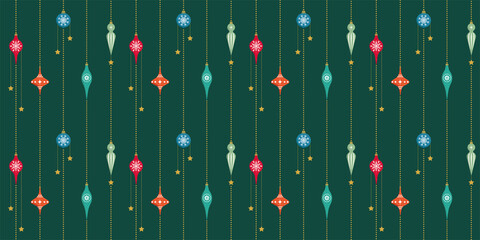 Patrón de esferas navideñas para banner, web o textil.