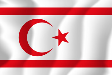 Turkish Republic of Northern Cyprus national flag soft waving background illustration