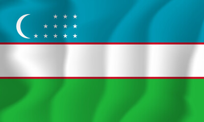 Obraz premium Uzbekistan national flag soft waving background illustration