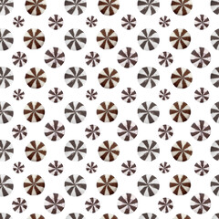 Seamless geometric pattern of multicolored round cookies on a white background