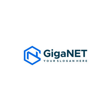 flat Letter mark initial GN Giga NET logo design