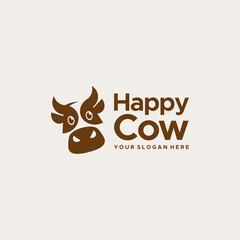 minimalist Happy Cow animals mamalia Logo design