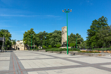 Bdintsi Square at the center of town of Vidin, Bulgaria