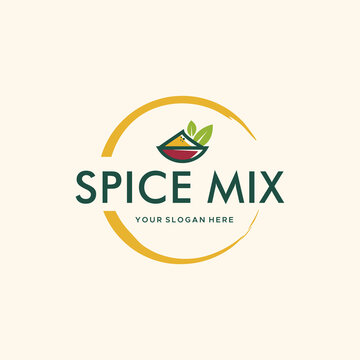 modern SPICE MIX ingredients leaves logo design