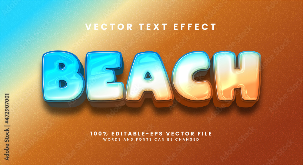Poster beach elegant 3d text effect. editable text style effect with beach party theme.