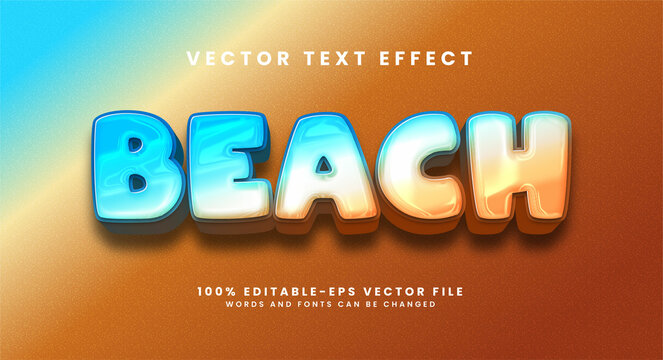 Beach elegant 3D text effect. Editable text style effect with beach party theme.