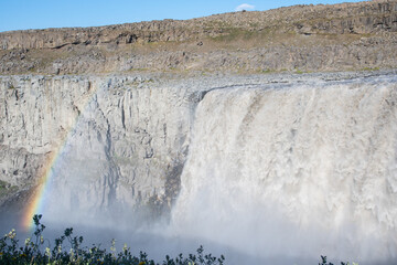 Waterfall Dettifoss in Jokulsa river in Jokulsargljufur in Iceland