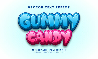 Gummy candy 3D text effect. Editable text style, suitable for food product needs.