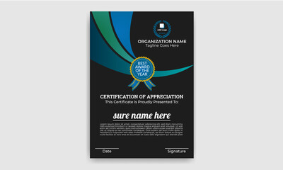 Creative, Professional, Eye catching, Modern, Corporate, Educational, Industrial and Vertical Certificate Template Design 8 for print, School, High School, Diploma, Honours, Phd, Company, University