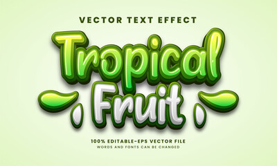 Tropical fruit 3D text effect. Editable text style, suitable for nature product needs.