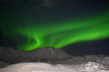Huge shinning northern lights in north Norway close to north cape