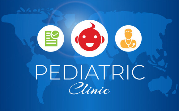 Pediatric Clinic Background Illustration Banner with World Map