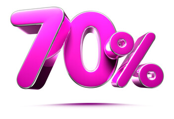 Pink 70 Percent 3d illustration Sign on White Background, Special Offer 70% Discount Tag, Sale Up to 70 Percent Off,share 70 percent,70% off storewide.With clipping path.