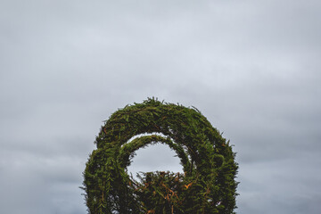 Beautiful decorative design of halo (arc, circle) in a tree for the decoration of Christmas in the...