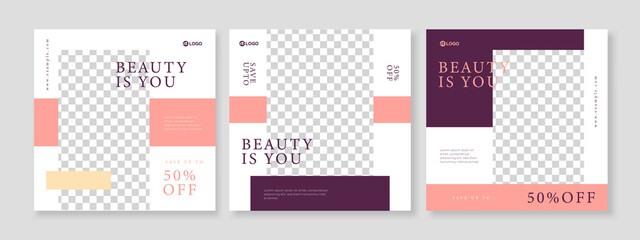skincare beauty promotion banner social media pack template premium