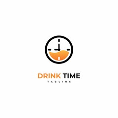 drink time logo design icon template. clock with juicy logo