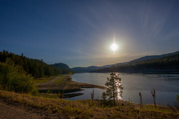 sunset over the lake