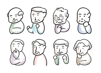 笑顔のおじいさんのイラストセット