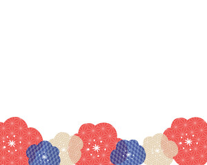 和柄の梅モチーフのイラストフレーム