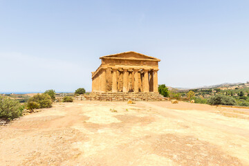 Wonderful Panoramas of The Temple of Concordia (Tempio della Concordia) In Valley of Temples, Agrigento, Sicily, Italy.