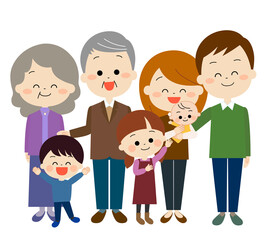 3世代家族の集合風景