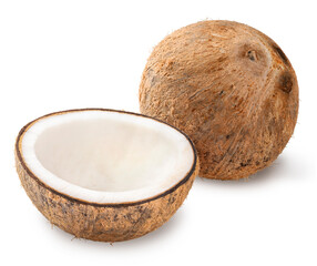 Coconut isolated on white background, Fresh Coconut on White Background With clipping path,.
