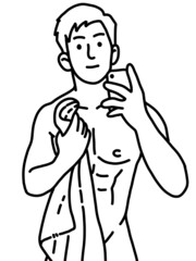 black and white of cute man for coloring