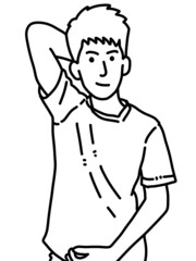 black and white of cute man for coloring