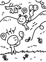 black and white of cartoon background