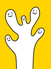 cute cartoon on yellow background