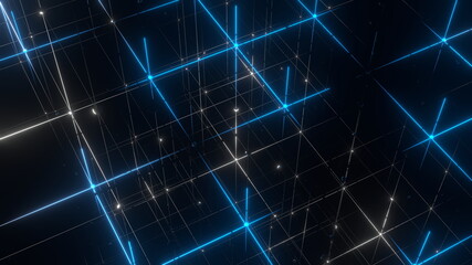 グリッド 面心立方格子構造 立体 ワイヤーフレーム 青 [別Verあり]