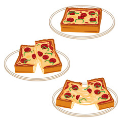 サラミとピーマンのピザトーストのセット