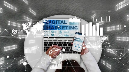 Digital Marketing Technology Solution for Online Business conceptual - Graphic interface showing...