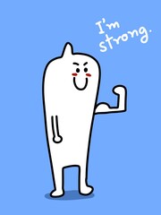 cute condom cartoon on blue background