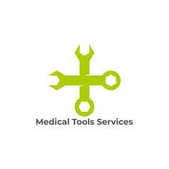 plus medicals tools services wrench symbol logo vector